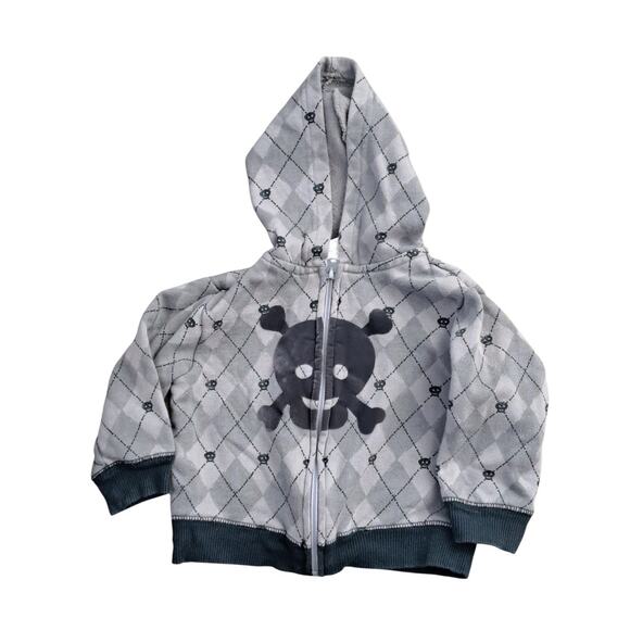 Boy's Red Blue Jacket And Gray Black Skull Hoodie Size 18 Months - Picture 2 of 11